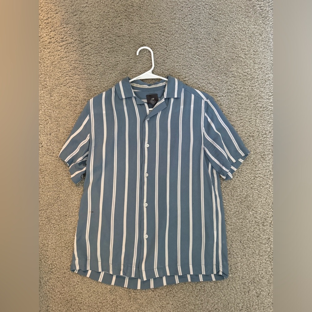 H&M Blue Striped Resort Shirt XS